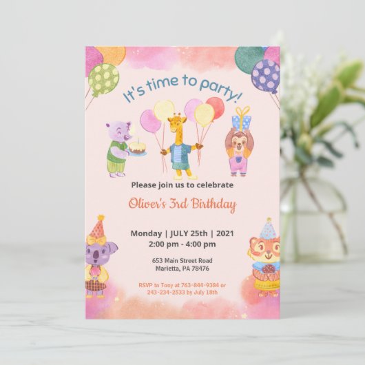 Kinderen Birthday-thema Kaart (Staand voorkant)