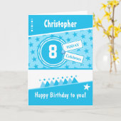 Kinderen Birthday turquoise blauw wit elke leeftij Kaart (Gele Bloem)