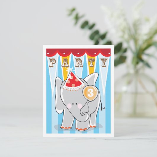 Kinderen - Birthday Uitnodiging - Circus (Staand voorkant)