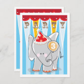 Kinderen - Birthday Uitnodiging - Circus (Voorkant / Achterkant)