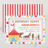 Kinderen - Birthday Uitnodiging - Circus (Voorkant / Achterkant)