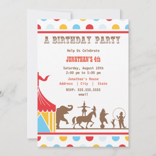 Kinderen - Birthday Uitnodiging - Circus (Voorkant)