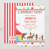 Kinderen - Birthday Uitnodiging - Circus (Voorkant / Achterkant)