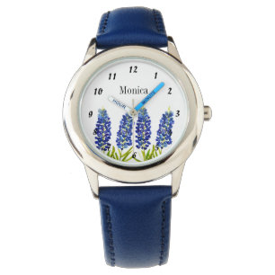 Kinderen Blauwe Bloemen Texas Bloemen Naam Waterve Horloge