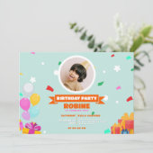 Kinderen blij verjaardagsuitnodiging kaart (Staand voorkant)