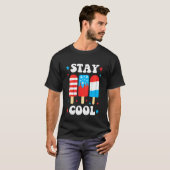 Kinderen blijven koel 4 juli Popsicle Rood Wit Bl T-shirt (Voorkant volledig)