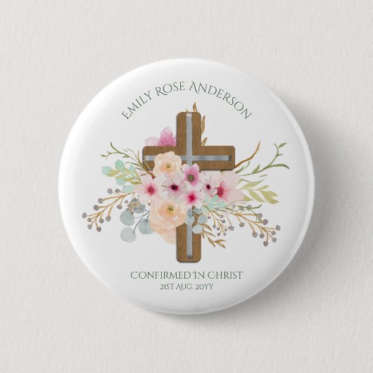 Kinderen Bloemenkruis Bevestigingsherinnering Aang Ronde Button 5,7 Cm (Voorkant)
