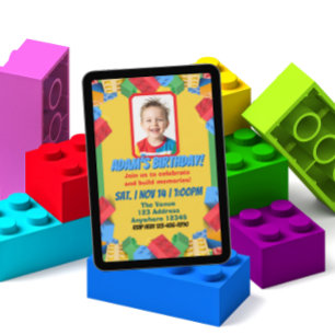 Kinderen Blok Bouwen Foto Verjaardag Kaart