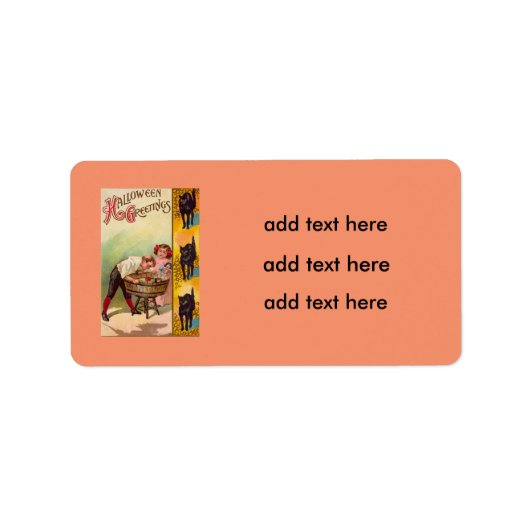 Kinderen Bobbing Voor Appels Zwart Kat Etiket (Voorkant)