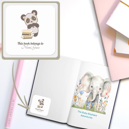 Kinderen Boekplaat lezen Boekenliefhebber Vierkante Sticker