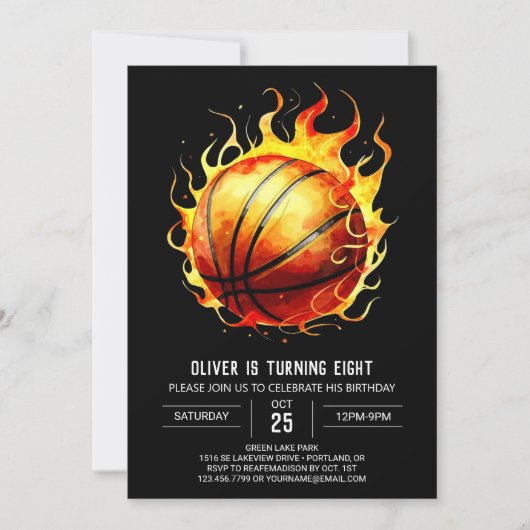 Kinderen Boho Custom Basketbal Verjaardag Kaart (Voorkant)