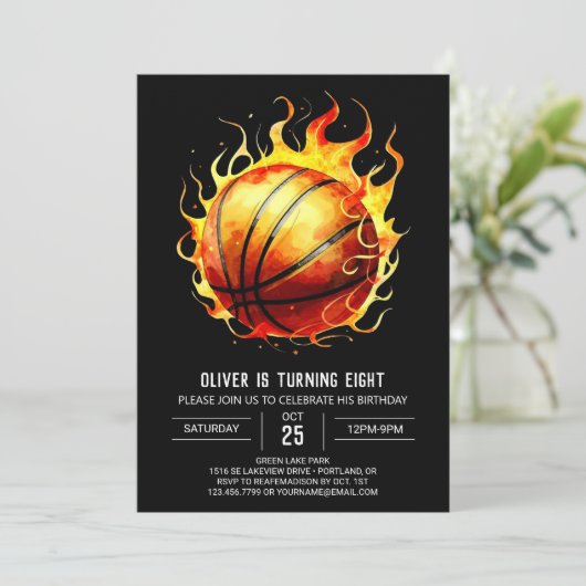 Kinderen Boho Custom Basketbal Verjaardag Kaart (Staand voorkant)