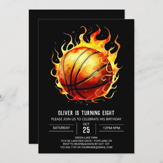 Kinderen Boho Custom Basketbal Verjaardag Kaart (Voorkant / Achterkant)