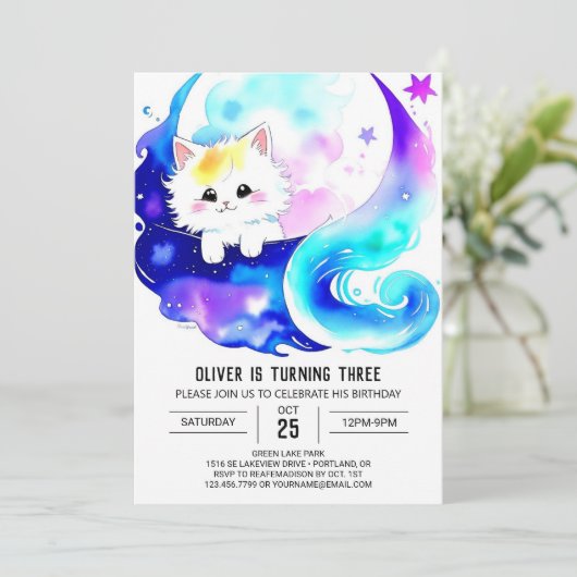 Kinderen Boho Kitten Verjaardag Kaart (Staand voorkant)