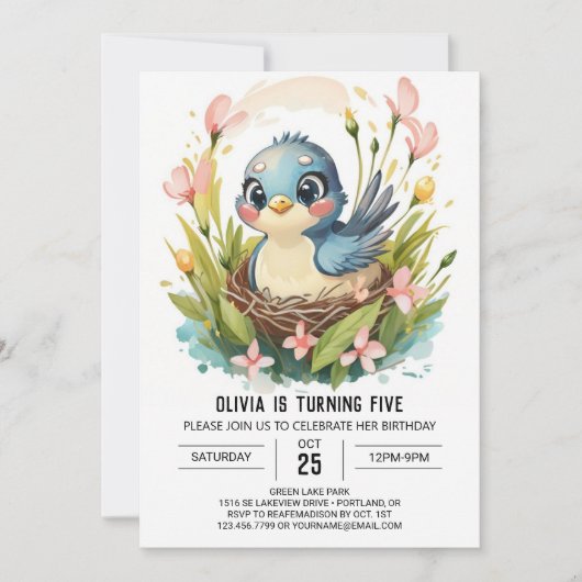 Kinderen Bos Vogel Verjaardag Kaart (Voorkant)