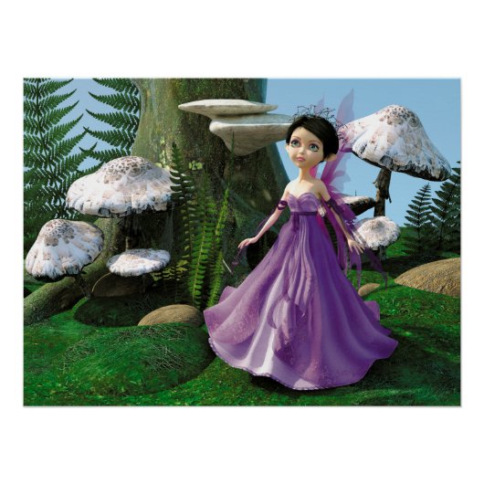 Kinderen Bosfee Paddenstoel Bos Kunst Perfect Poster (Voorkant)