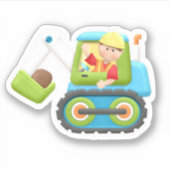 Kinderen Bouw Bulldozer Uitgestanste Sticker Decal (Voorkant)