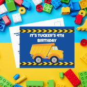 Kinderen Bouw Dump Truck Blauwe Verjaardagsfeestje Briefkaart