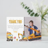 Kinderen Bouw Foto Verjaardagsfeestje Bedankkaart (Staand voorkant)