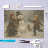 Kinderen bouwen een sneeuwman tissuepapier (Craft)