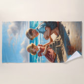 Kinderen Bouwen van een zandkasteel op het strand Strandlaken (Voorkant)