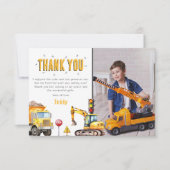 Kinderen Bouwfoto Verjaardagsfeestje Bedankkaart (Voorkant)