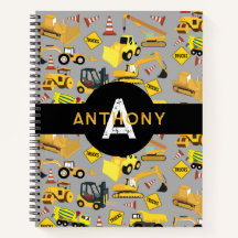 Kinderen Bouwtrucks Patroon Monogram Naam