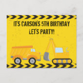 Kinderen Bouwvoertuig Aangepaste Verjaardagsfeestj Briefkaart (Voorkant)