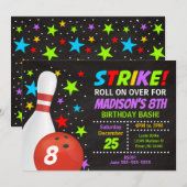 Kinderen Bowling Strike Verjaardagsfeest Uitnodigi Kaart (Voorkant / Achterkant)