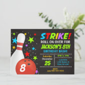 Kinderen Bowling Strike Verjaardagsfeest Uitnodigi Kaart (Staand voorkant)