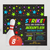Kinderen Bowling Strike Verjaardagsfeest Uitnodigi Kaart (Voorkant / Achterkant)