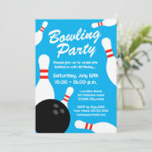 Kinderen bowling Verjaardagsfeestuitnodiging sjabl Kaart (Staand voorkant)