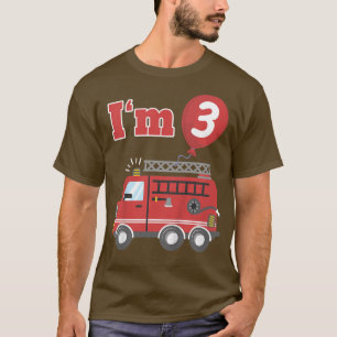Kinderen brandweerwagen brandweerman Ik ben 3 Drie T-shirt
