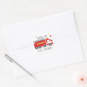 Kinderen brandweerwagen feest confetti verjaardag vierkante sticker (Envelop)