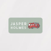 Kinderen brandweerwagen naam kleding labels (Design 1)