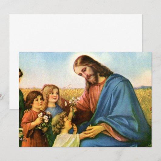  kinderen brengen bloemen naar Jezus Christus (Voorkant / Achterkant)