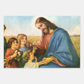  kinderen brengen bloemen naar Jezus Christus Inpakpapier Vel (Voorkant)