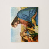  kinderen brengen bloemen naar Jezus Christus Legpuzzel (Verticaal)