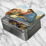kinderen brengen bloemen naar Jezus Christus Puzzel<br><div class="desc">illustratie van religieus ontwerp met Jezus Christus met kinderen die hem aanbidden en hem bloemen brengen.</div>