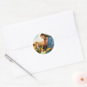 kinderen brengen bloemen naar Jezus Christus Ronde Sticker (Envelop)
