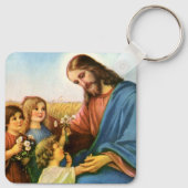  kinderen brengen bloemen naar Jezus Christus Sleutelhanger (Achterkant)