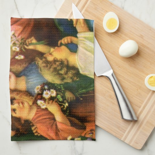  kinderen brengen bloemen naar Jezus Christus Theedoek (Quarter Fold)