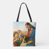  kinderen brengen bloemen naar Jezus Christus Tote Bag (Achterkant)