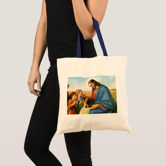 kinderen brengen bloemen naar Jezus Christus Tote Bag (Voorkant (product))