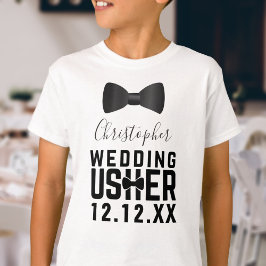 Kinderen Bruidsjonker Zwart Strik T-Shirt