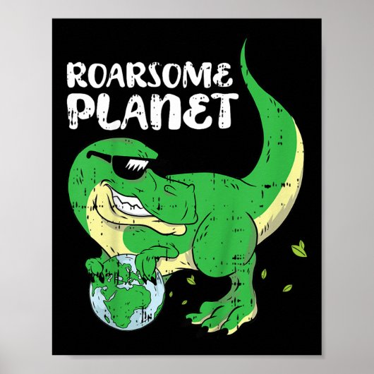 Kinderen Brullende Planeet Aarde Dag Milieu Dinosa Poster (Voorkant)