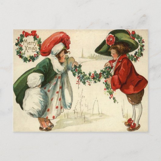 Kinderen Buiten In De Sneeuw Briefkaart (Voorkant)