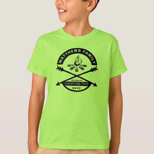 Kinderen Camping Trip Reunion Shirt | Zwart ontwer (Voorkant)