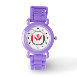 Kinderen Canada Flag Red Glitter Strap Watch Horloge