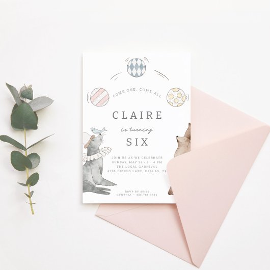 Kinderen Carnival Circus | Girls Birthday Party Kaart